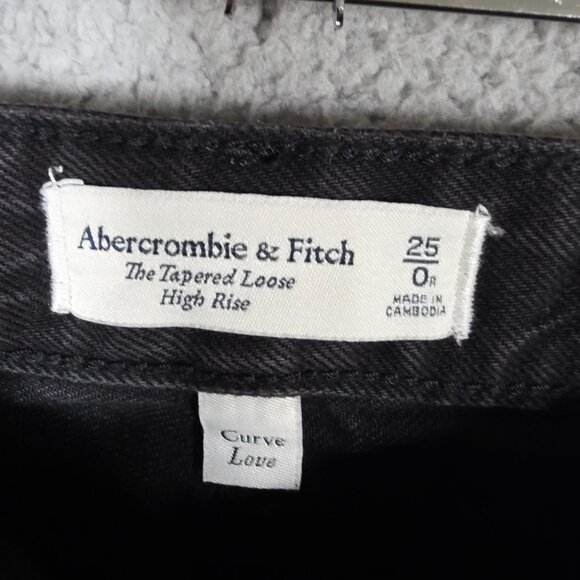 Abercrombie & Fitch Jeans Size 25/0R Black Tapered Loose High Rise Curve Love - Picture 6 of 12
